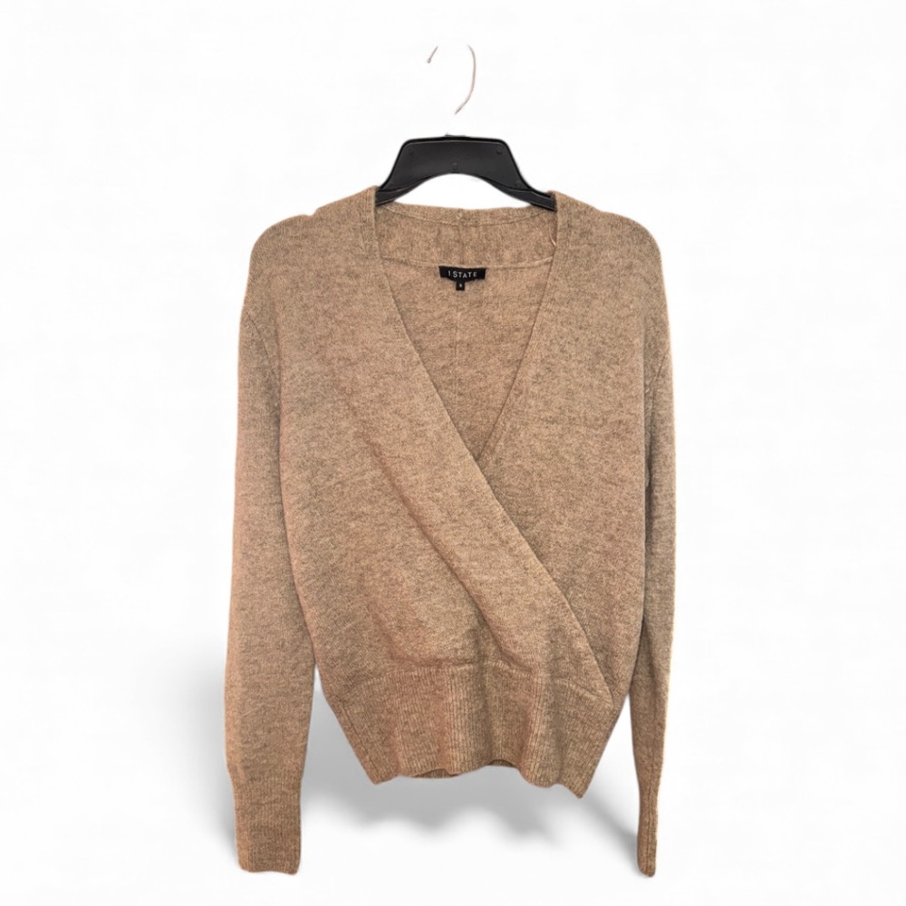 1 State  Beige V-Neck Sweater soft size small
